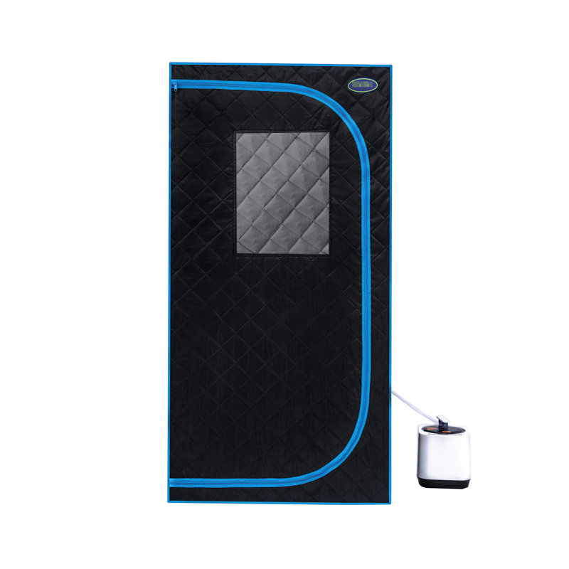 Tente portative noire à vapeur - pleine grandeur pour la détente personnelle. Avec générateur, télécommande, chaise pliable. Installation simple, chauffage rapide. & Ul. Isolation haute performance, imperméable