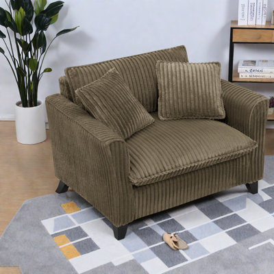 Oversized Accent Chairs, Brown Corduroy Foam, Modern Cozy Home Lounge