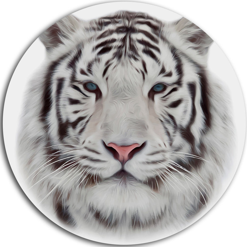 « white bengal tiger », peinture à l’animal, H 38 po x l 38 po x P 1 po, Métal