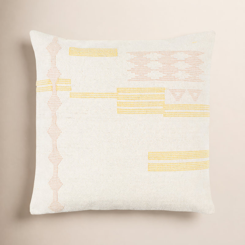 Mariposa Geometric Cotton Throw Pillow, 20" x 20", Polyester/Polyfill