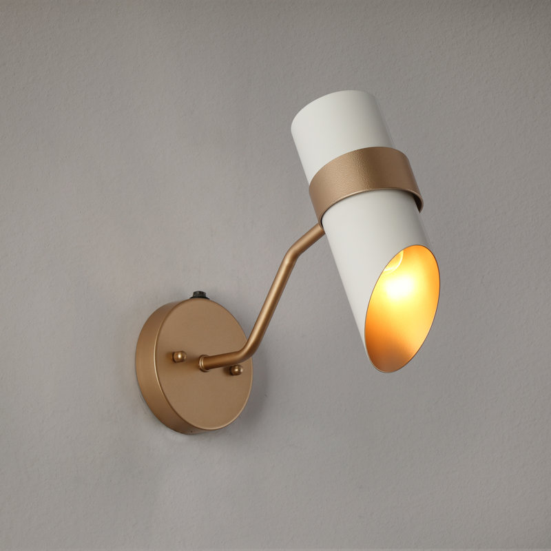 Justyce Outdoor Wall Light With Dusk To Dawn, Gold/White