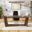 Bureau de direction 71 po pour bureau à domicile - Table d'ordinateur industrielle en bois rustique avec piédestal en bois massif, grand poste d'écriture pour bureau ou bureau - Finition résistante aux égratignures - Brun rustique
