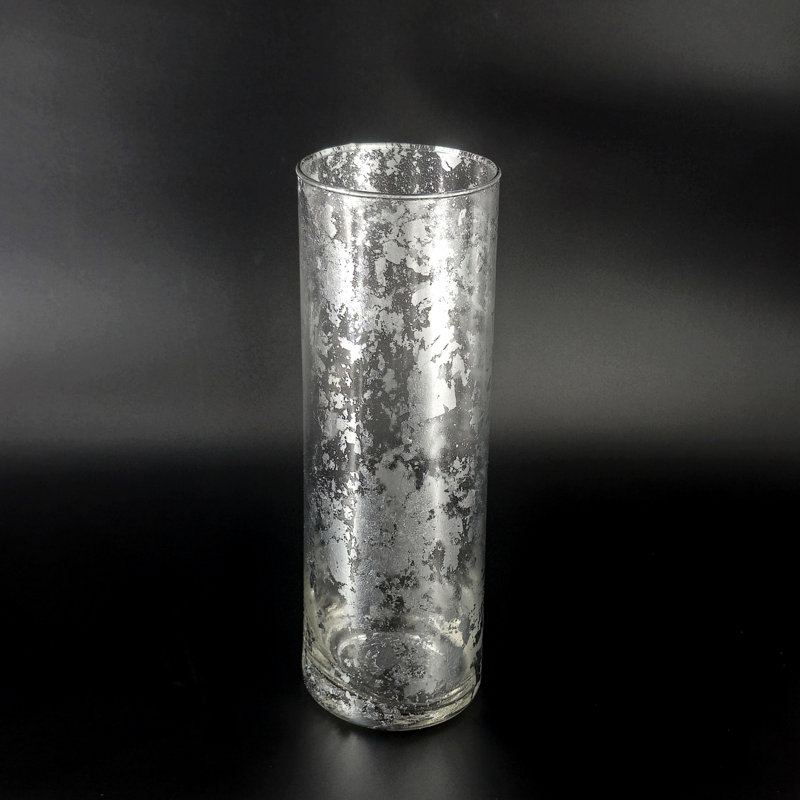 Vase en verre Thassos, Argent argent, H 12 po x l 4 po x P 4 po