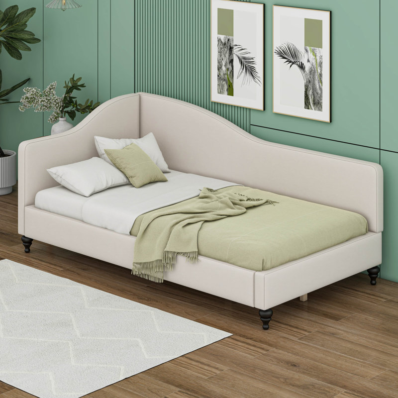 Lit de jour en lin Linen, Lit simple, Beige