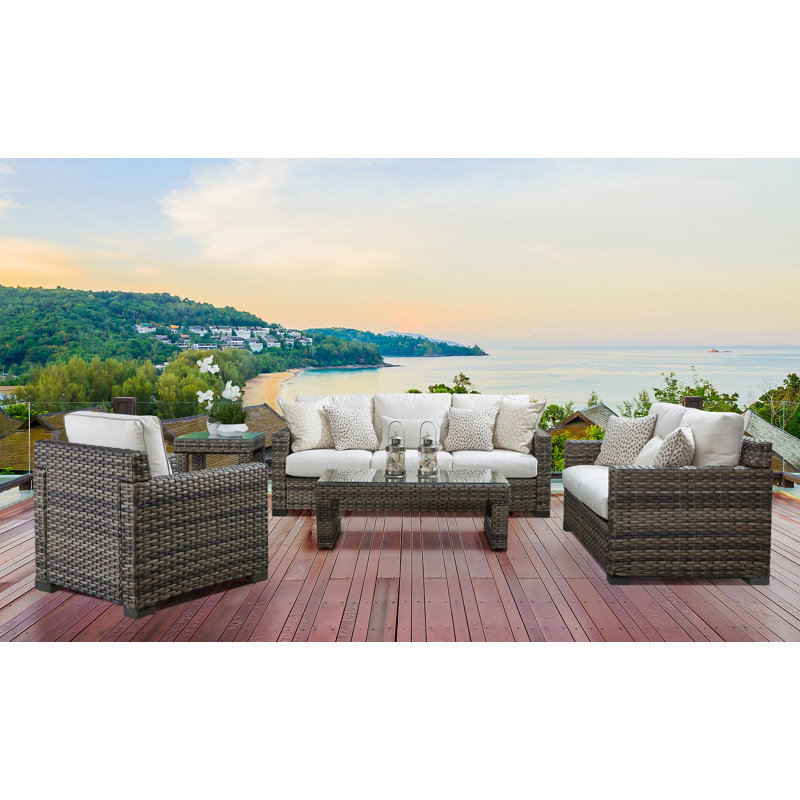 Causeuse de patio avec coussin Varney, Toile Toile Toile Sunbrella®