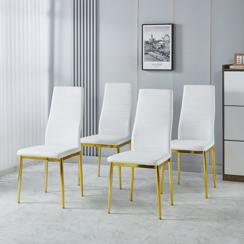Chaise de salle à manger en cuir PU, chaises de cuisine modernes avec rembourrage doux, Blanc