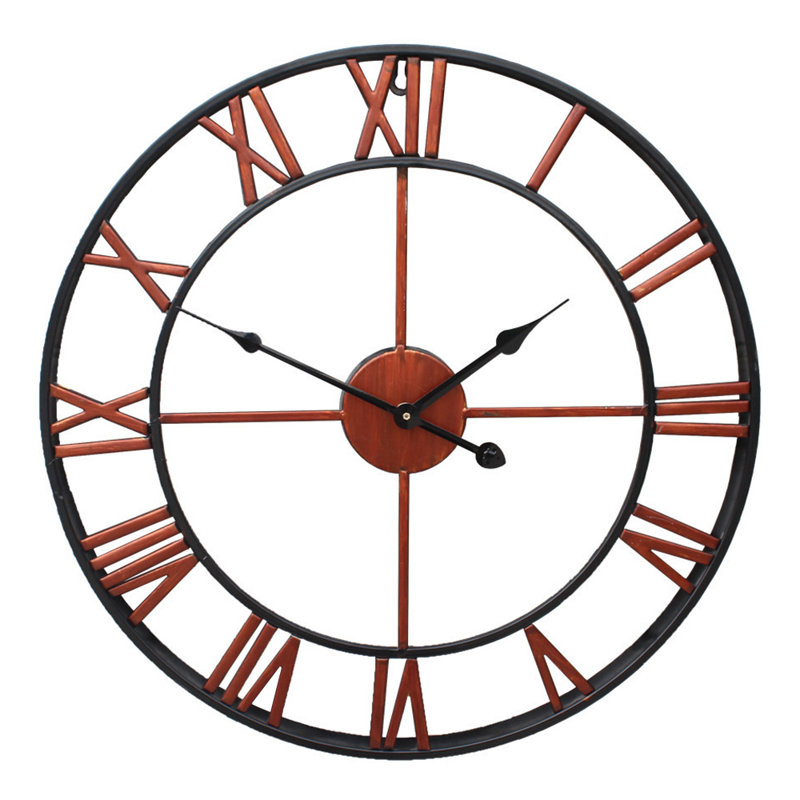 Horloge murale 14 po Penix, Moyenne, Fer, romain, cuivre