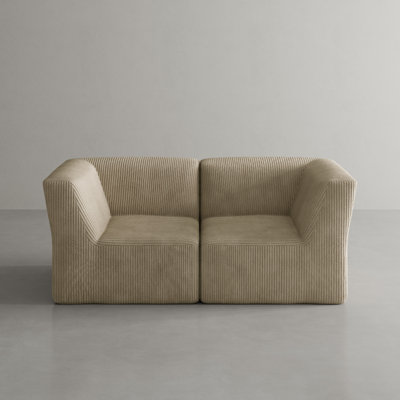 Canapé modulaire rembourré en velours côtelé 2 pièces Berlare Boneless - entièrement comprimé, aucun assemblage requis