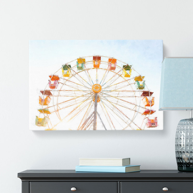 Colourful Ferris Wheel Painting - Wrapped Canvas, 40cm H x 60cm W x 3cm D