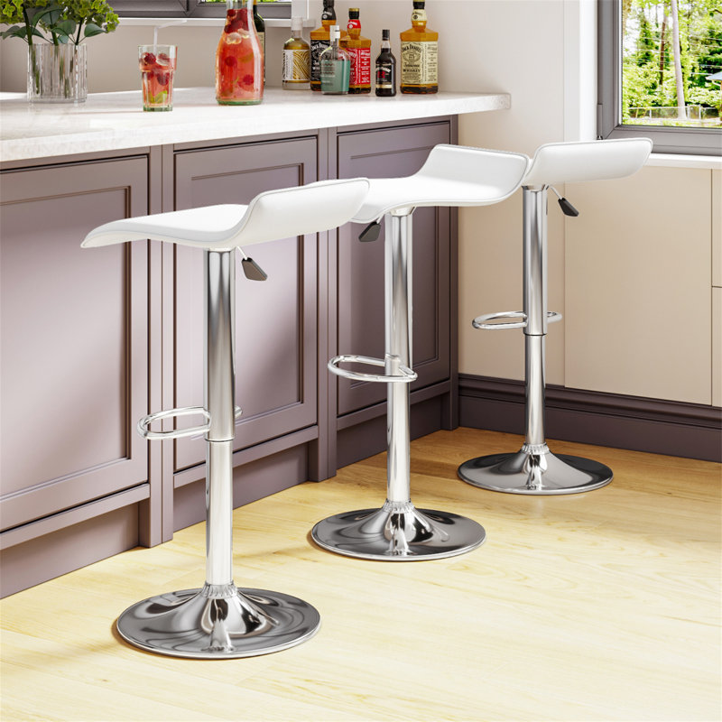 Cogburn Height Adjustable Swivel Bar Stool Set of 2, White