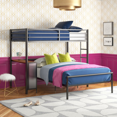 Lit mezzanine simple au-dessus de double avec bureau intégré Brittney par Etta Avenue ™ Teen