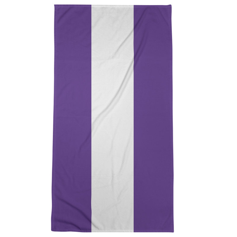 Cotton Blend Beach Towel, Purple/Off White