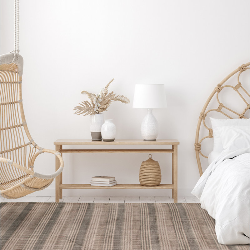 Tapis gris clair en laine tissé à la main SantaAna