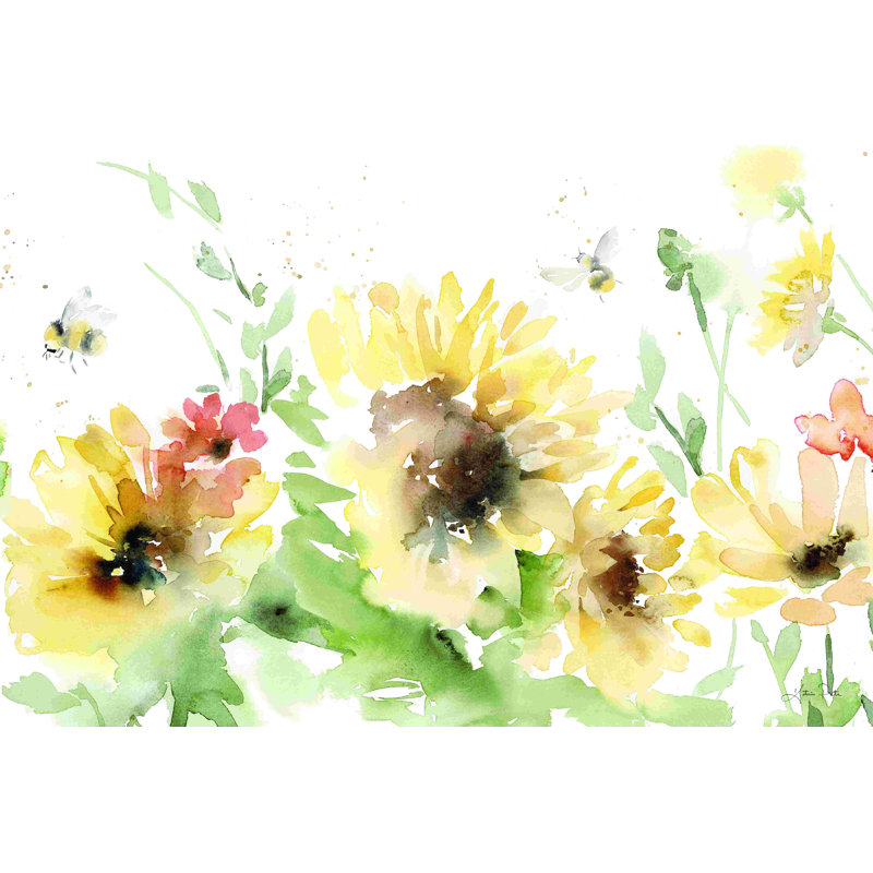 «Sunflower Meadow VI» par Katrina Pete - peinture sur toile tendue, H 8 po x l 12 po