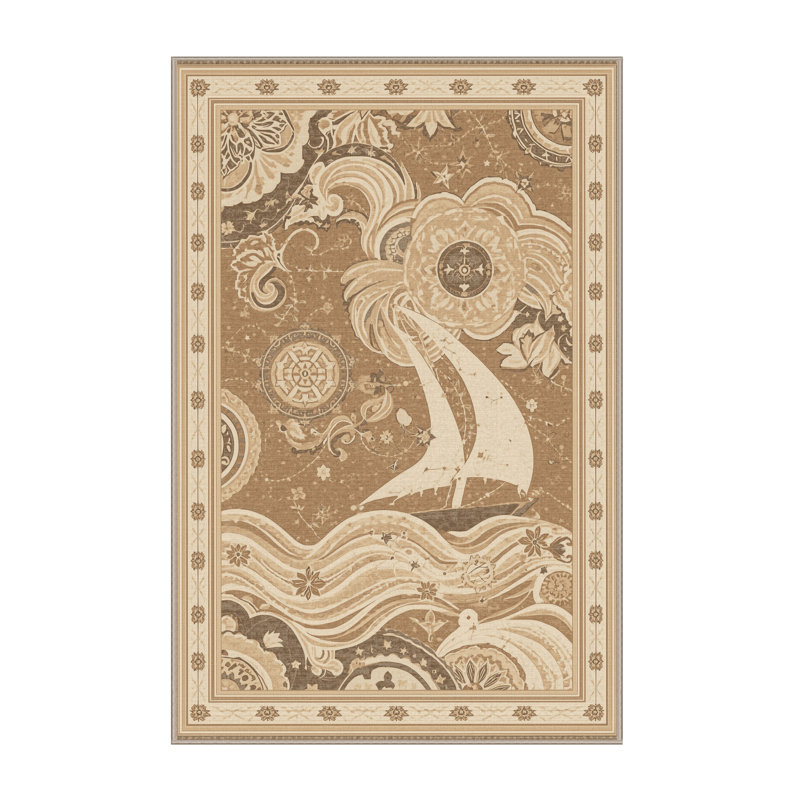 Tapis oriental doux et moelleux classique brun Kline, 5 x 7