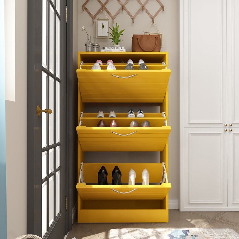 12 Pair Flip Down Shoe Storage, Yellow