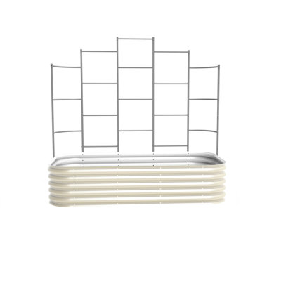 17" Tall 9 In 1 Modular Metal Outdoor Raised Garden Bed With Trellis