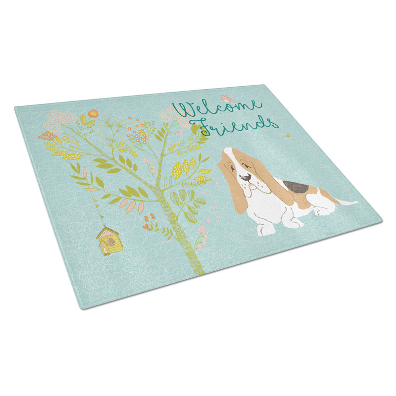 Planche à découper en verre trempé pour amis caroline, Basset hound