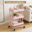 Chariot utilitaire roulant à 3 niveaux avec roulettes, organisateur de rangement en métal robuste avec roulettes verrouillables pour la cuisine de bureau à domicile
