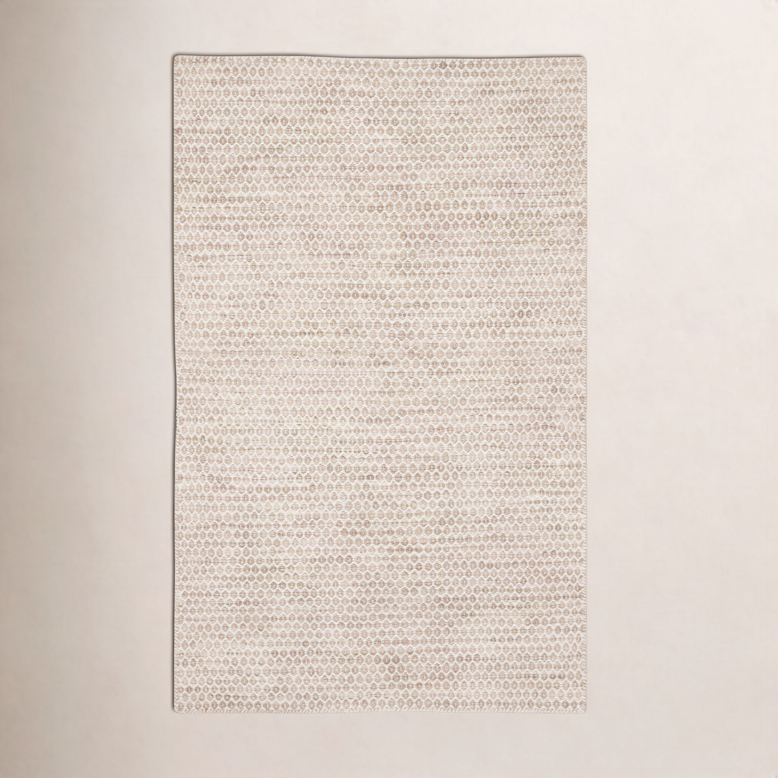 Midford Beige Hand-Woven Geometric Wool Rug, Rectangle 2' x 3'