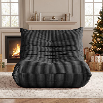 Fauteuil à billes surdimensionné pour adultes en velours côtelé de style togolais, canapé-lit sans accoudoirs en mousse à mémoire de forme haute densité, l 32 po x P 39 po, canapé de jeu robuste de 400 lb pour le salon, la chambre, le bureau, les espaces commerciaux