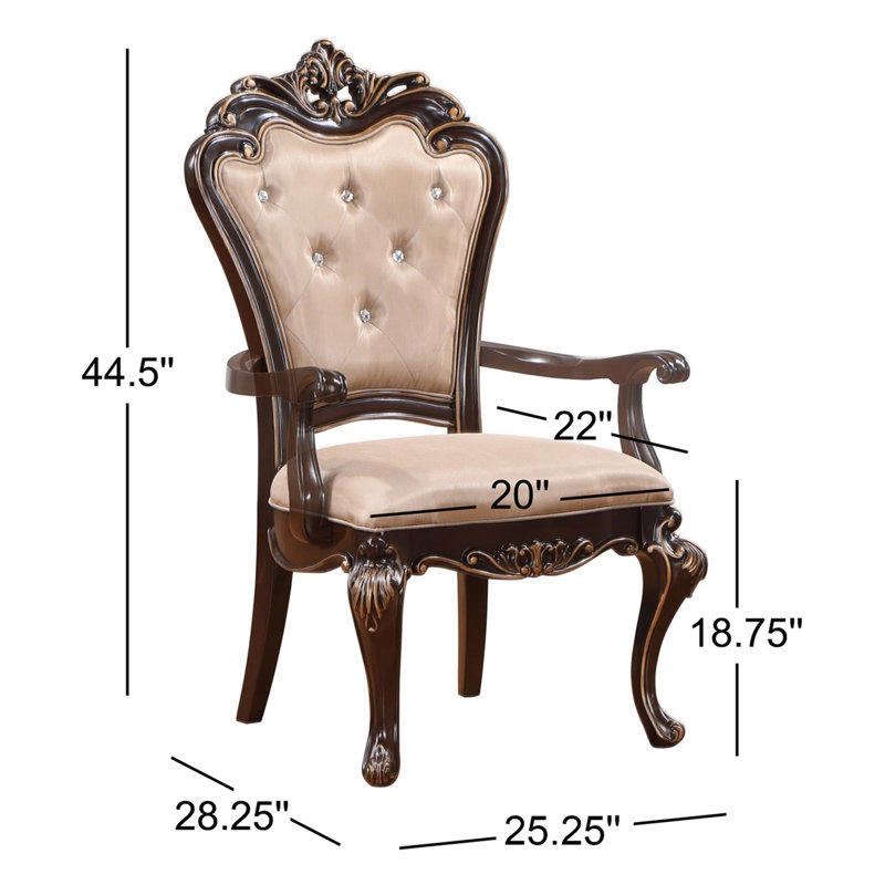 Constantine Tufted Upholstered Back Arm Chair in Cherry