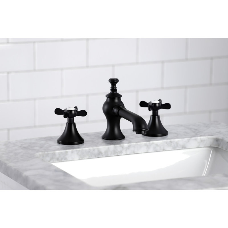 Essex Widespread Bathroom Faucet with Drain Assembly, Matte Black