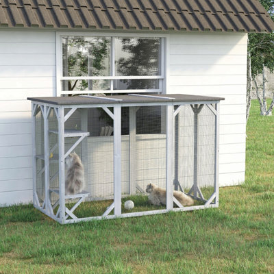 Grande cage d'extérieur en bois pour chat