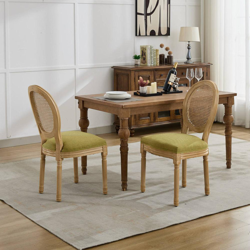 Ensemble de 2 chaises de salle à manger, Vert olive