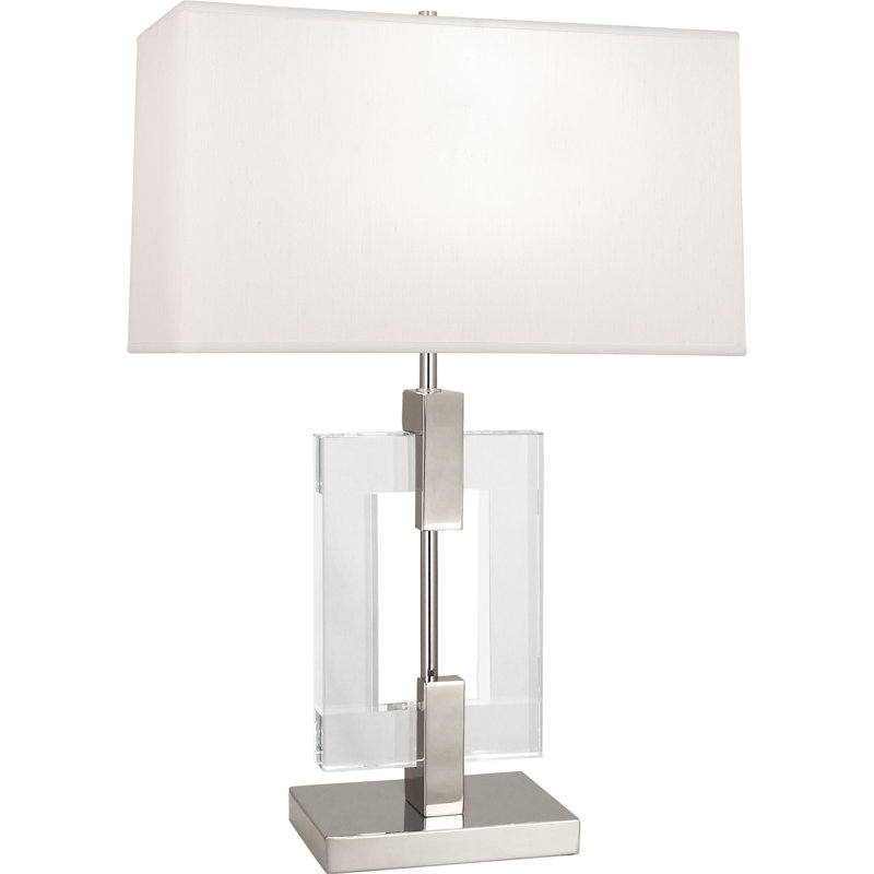 Lincoln Table Lamp, Pearl Dupioni, Polished Nickel/Clear