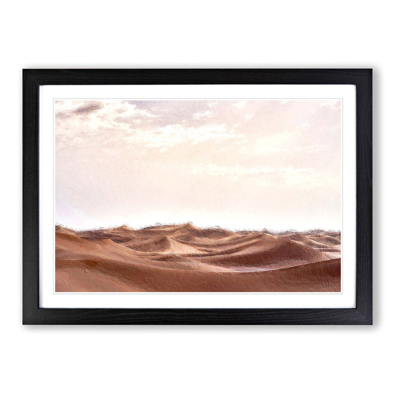 Hike Over the Sahara Desert - Picture Frame Painting Print, 27cm H x 36cm W x 2cm D, Black Framed
