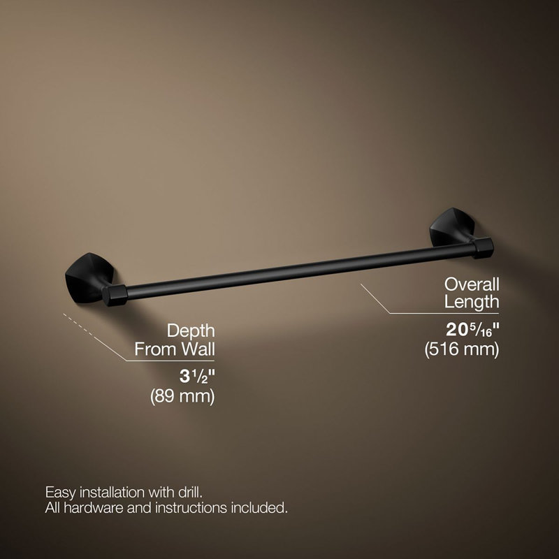 Occasion Towel Bar, 2.31" H x 18" W x 3.5" D, Matte Black