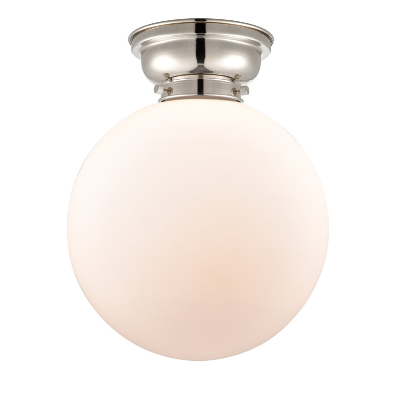 Plafonnier encastré 1 lampe 12 po Alstrom, Nickel poli, Blanc mat, DEL