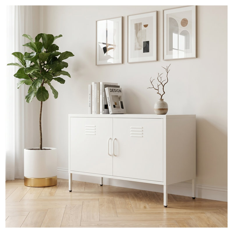 Armoire de rangement en acier blanc avec tablette réglable, 100 cm (L) x 40 cm (P) x 64 cm (H)