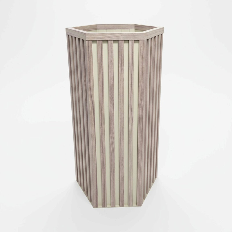 Jardinière à colonne hexagonale pour patio, Ash Brown, H 30 po x l 17 po x P 14 po
