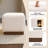  18"W Rectangle Ottoman Footstool, White Lamb Down Upholstered Floor Chair Acacia Wood Frame Fully Assembled