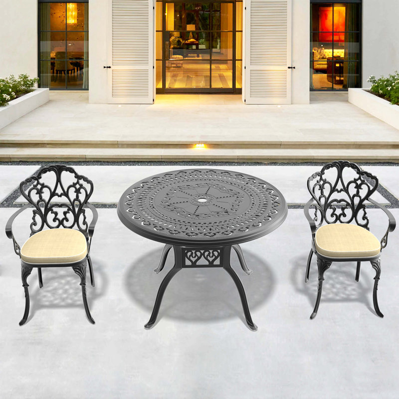 (Cushions In  Random Colors)Set Of Cast Aluminum Patio Furniture With Cushions