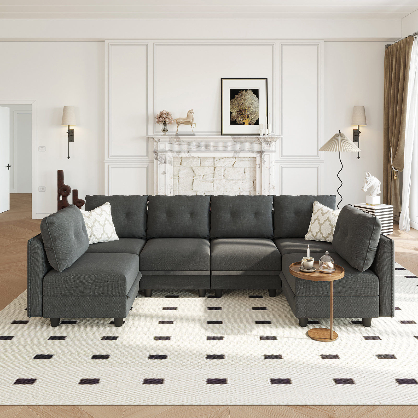 Latitude Run® Tomario 6 - Piece Upholstered U-Shaped Modular Sectional ...