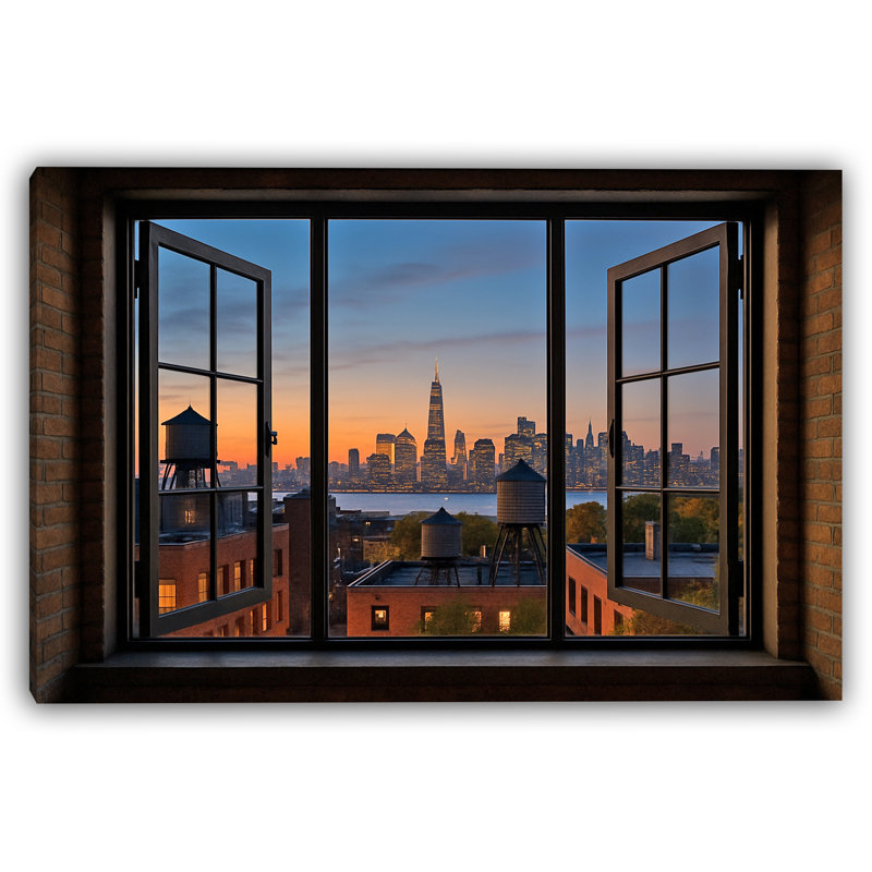 «Golden Hour Reflections - Downtown NYC», art mural sur toile