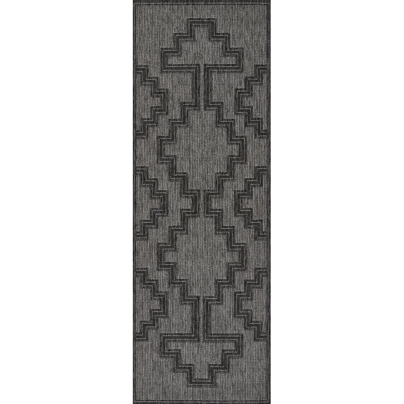 Tapis intérieur / extérieur gris anthracite Ava, Tapis de couloir 2 pi 7 po x 7 pi 6 po