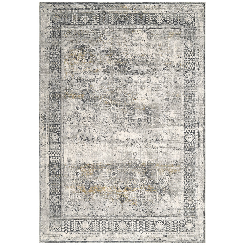 Tapis gris/crème à tisser électrique Gingerich, Rectangle 7 pi 10 po x 10 pi 10 po