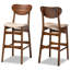 Upholstered Counter Stool with Solid Wood Frame-498637076