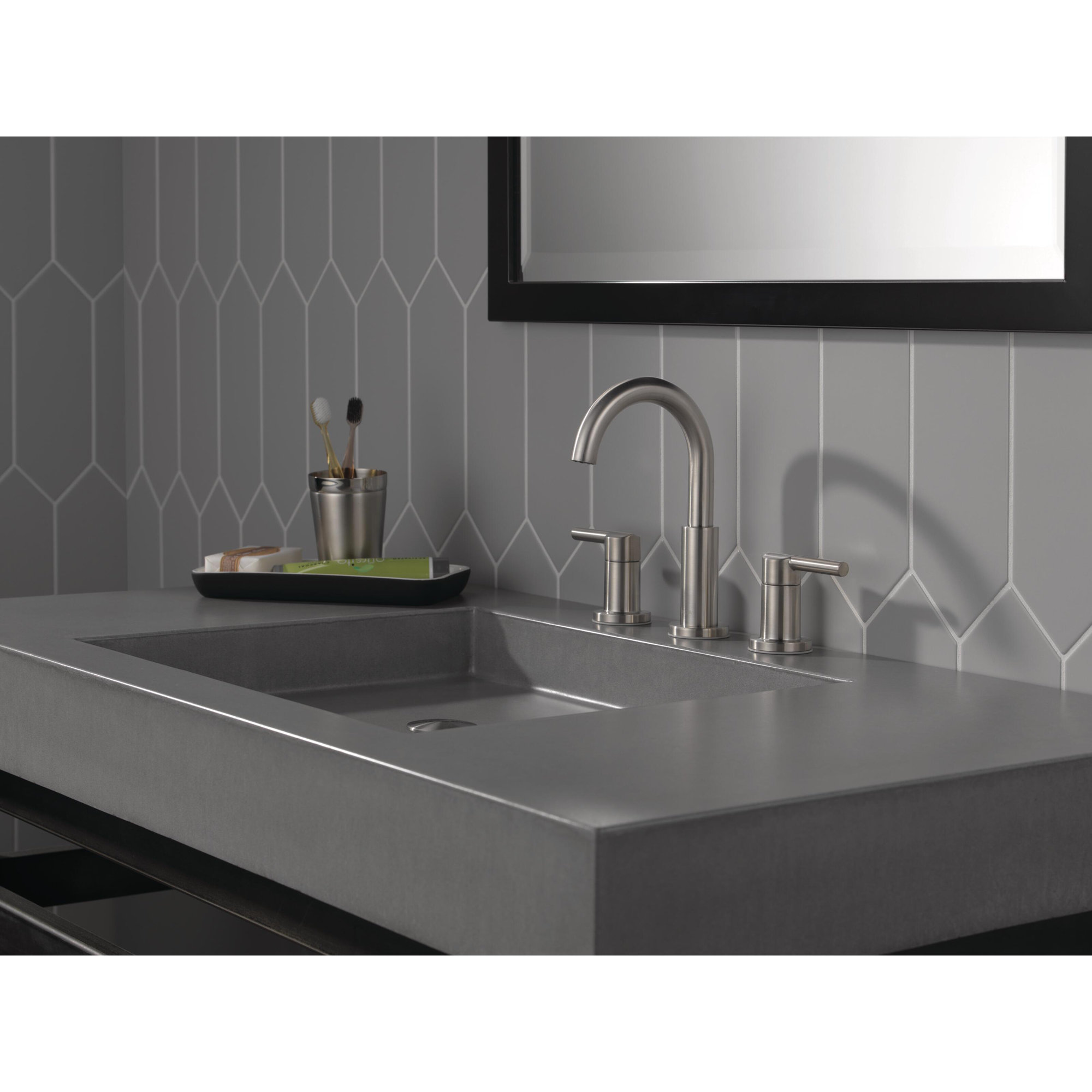 Nicoli Widespread Bathroom Faucet 3 Hole, 2-handle Bathroom Sink Faucet with Drain Assembly, Stainless Steel
