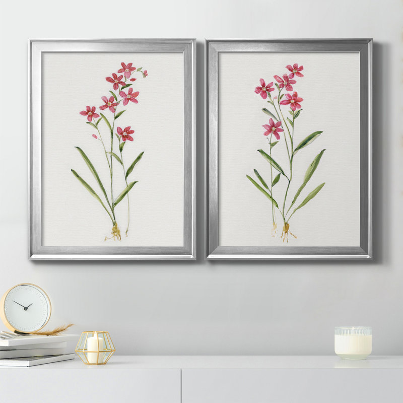Delicate Pink I - ensemble de 2 reproductions d'art sur toile encadrées, Argent, H 22,5 po x l 61 po x P 1,5 po