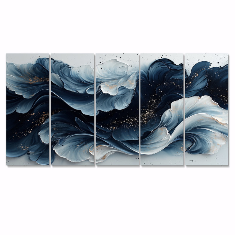 Encre monochrome Echo of Rivr II - Art mural monochrome - ensemble d'art mural moderne, 5, H 32 po x l 80 po