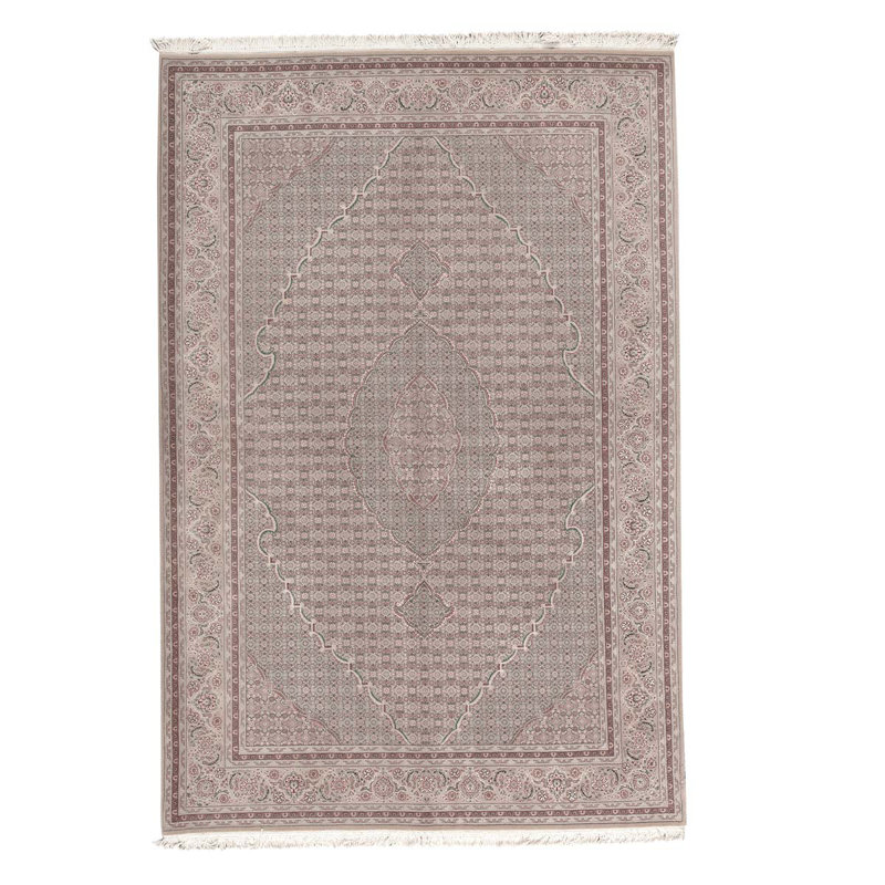 Tapis taupe / gris noué à la main de haute qualité
