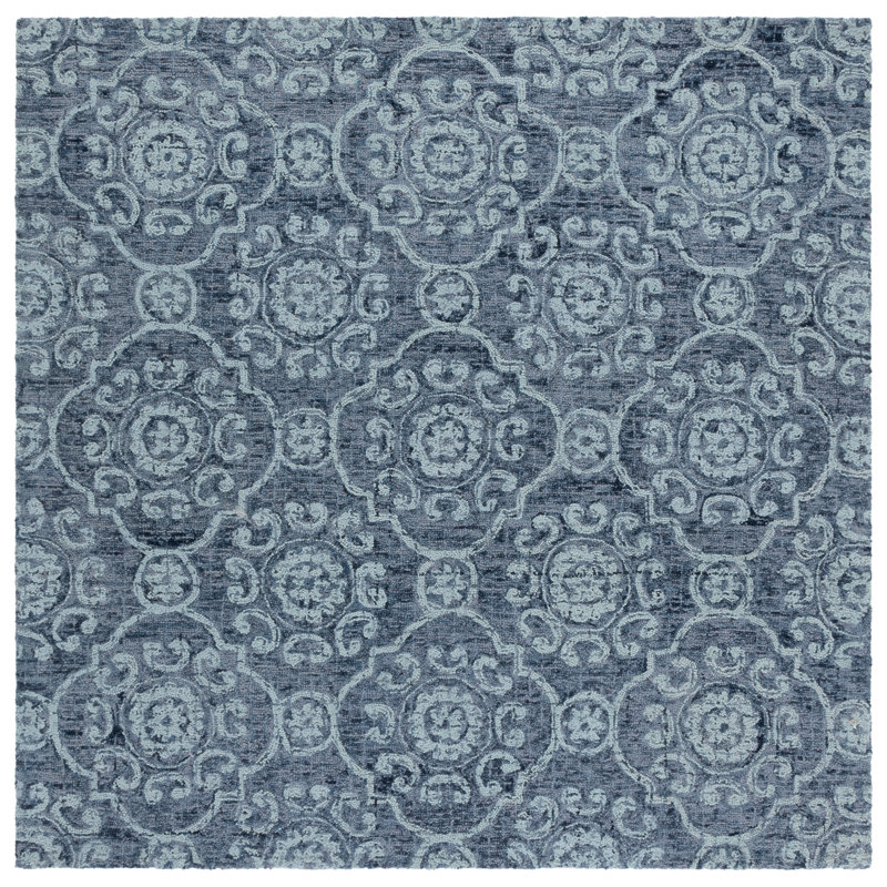 Sulema Hand Tufted Wool Damask Rug, Square 6'