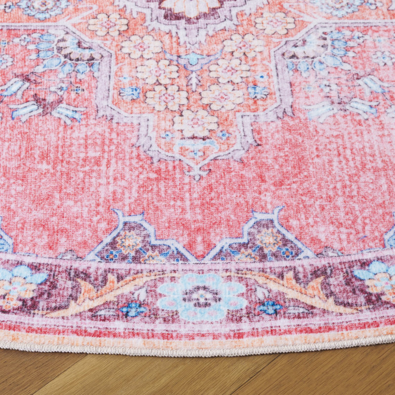 Washable Oriental Indoor Rug, Round 6'