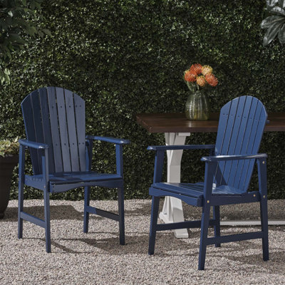 Ensemble de 2 chaises de salle à manger d'extérieur résistantes aux intempéries en bois d'acacia Adirondack, parfaites pour la décoration rustique de patio et la durabilité