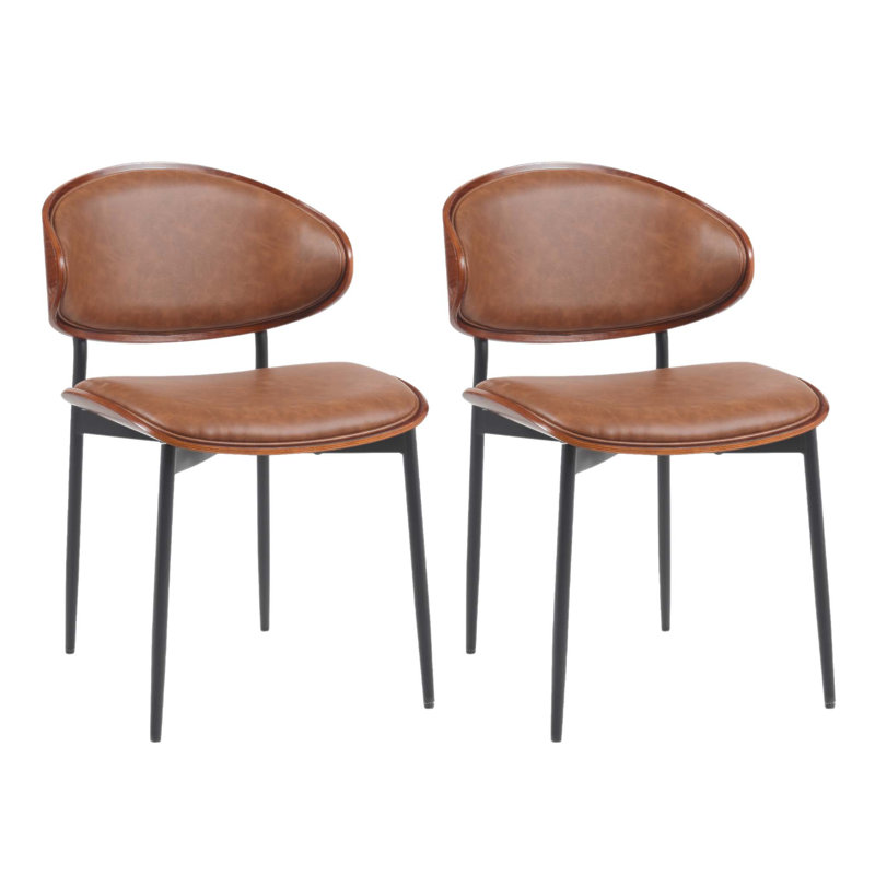 Ensemble de 2 chaises de salle à manger Mid-Century, Noir
